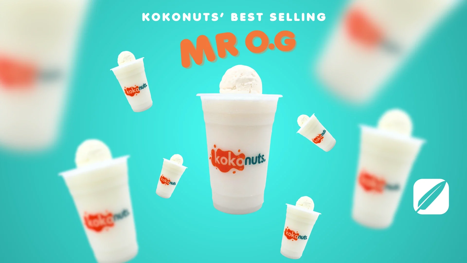 A poster with 1 cup of our Signature Coconut Shake topped with Coconut Ice Cream