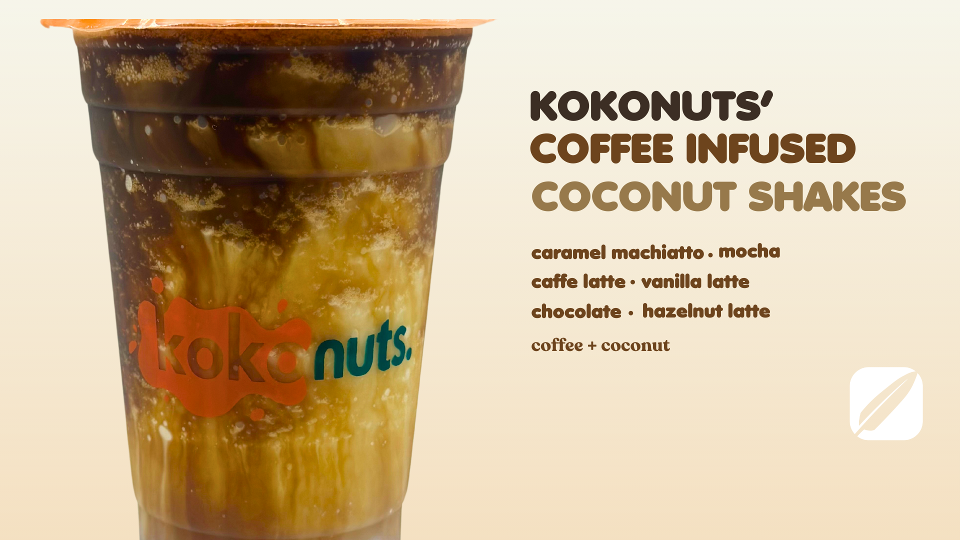 A poster with 1 cup of our Signature Coconut Shake topped with Coconut Ice Cream